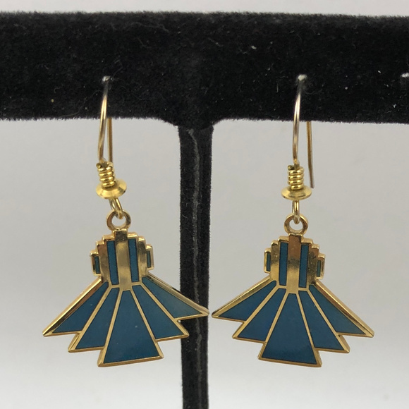 Vintage Roccoco Triangles on Triangles Earrings - Picture 3 of 3